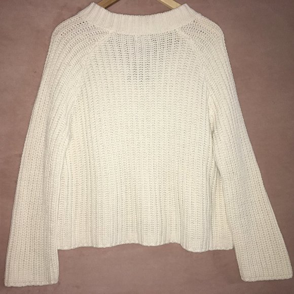 Cross Front Lace-Up Chunky Knit Sweater Plunge V - Picture 2 of 6